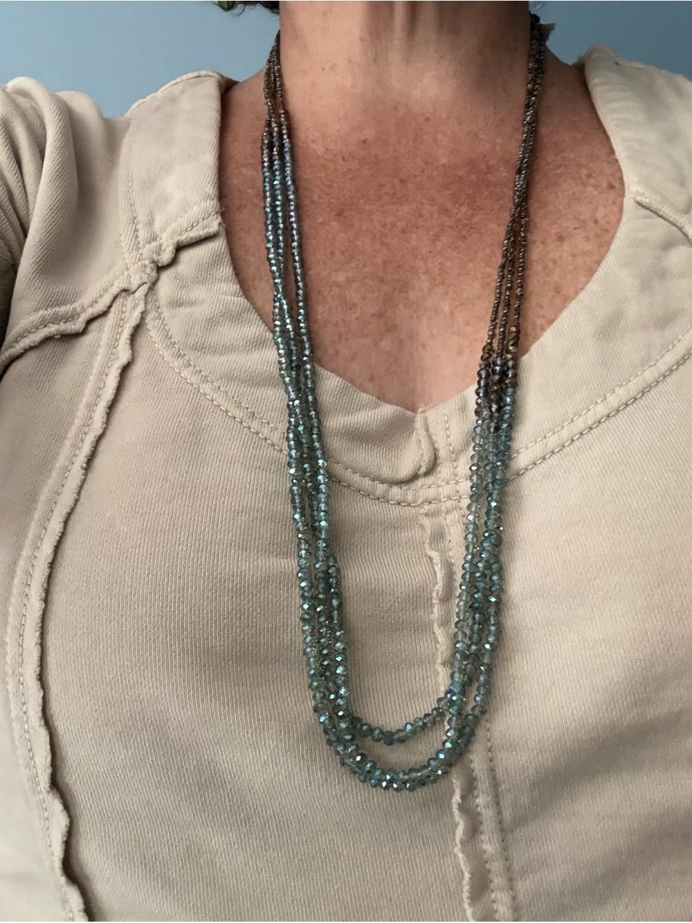 lonna & lilly Multi-Strand Aqua and Bronze Crystal Necklace